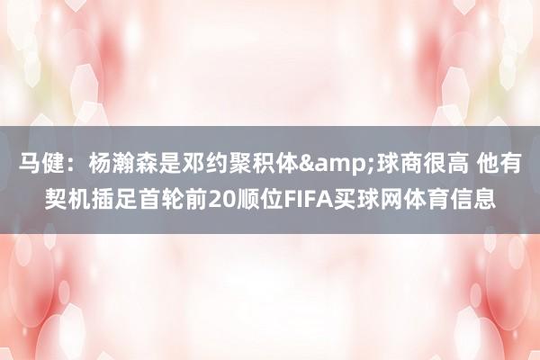 马健：杨瀚森是邓约聚积体&球商很高 他有契机插足首轮前20顺位FIFA买球网体育信息