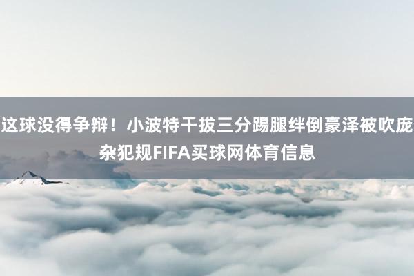 这球没得争辩！小波特干拔三分踢腿绊倒豪泽被吹庞杂犯规FIFA买球网体育信息