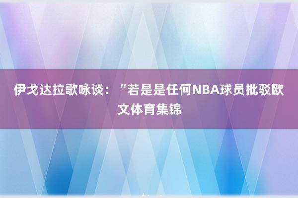 伊戈达拉歌咏谈：“若是是任何NBA球员批驳欧文体育集锦